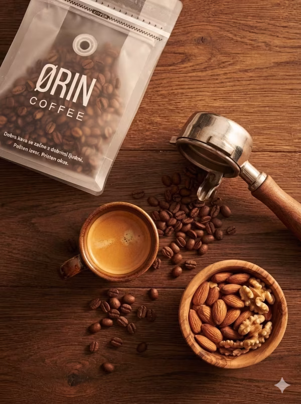 Priprava espresso kave z Orin Terra kavno mešanico